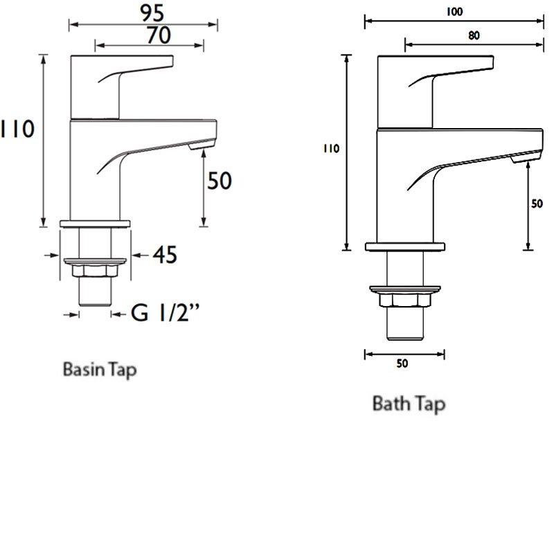 Bristan Quest Basin Taps and Bath Taps - Chrome