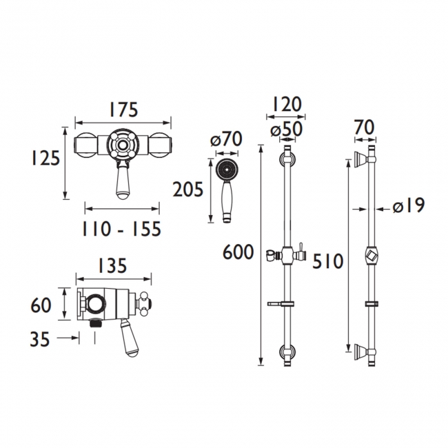 Bristan Regency Dual Exposed Mixer Shower with Shower Kit
