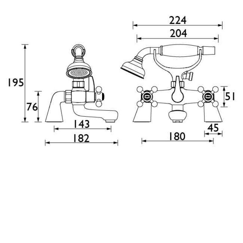 Bristan Regency Bath Shower Mixer R LBSM C Pillar Mounted Chrome