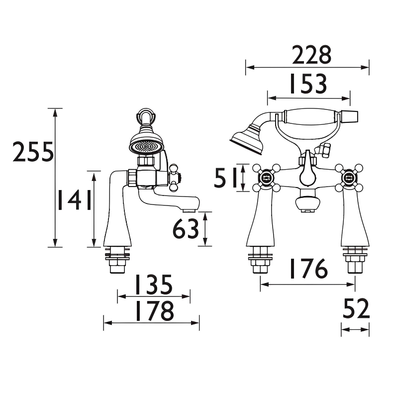 Bristan Regency Bath Shower Mixer R TBSM C Pillar Mounted Chrome