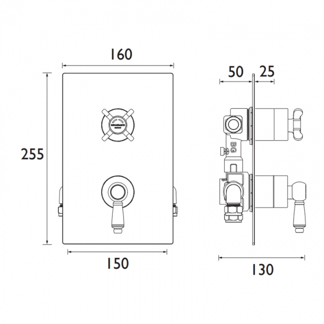 Bristan Renaissance Thermostatic Recessed Dual Control Shower Valve with Diverter - Chrome
