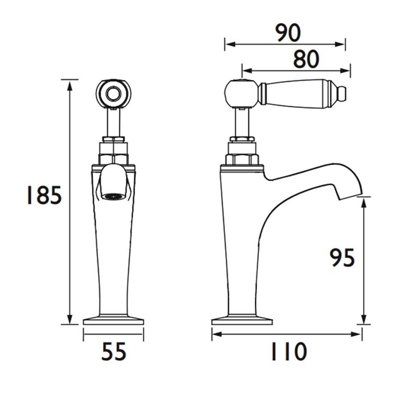 Bristan Renaissance High Neck Kitchen Sink Taps Pair - Chrome