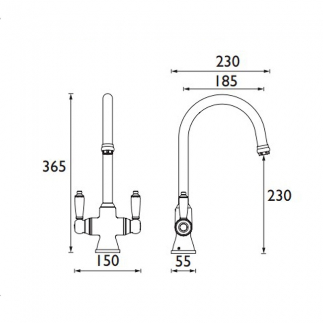 Bristan Renaissance EasyFit Mono Kitchen Sink Mixer Tap Dual Handle - Brushed Brass