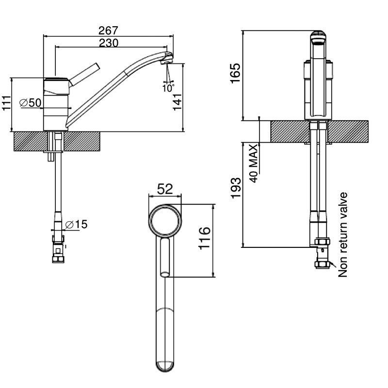 Bristan Ruby Mono Kitchen Sink Mixer Tap - Chrome