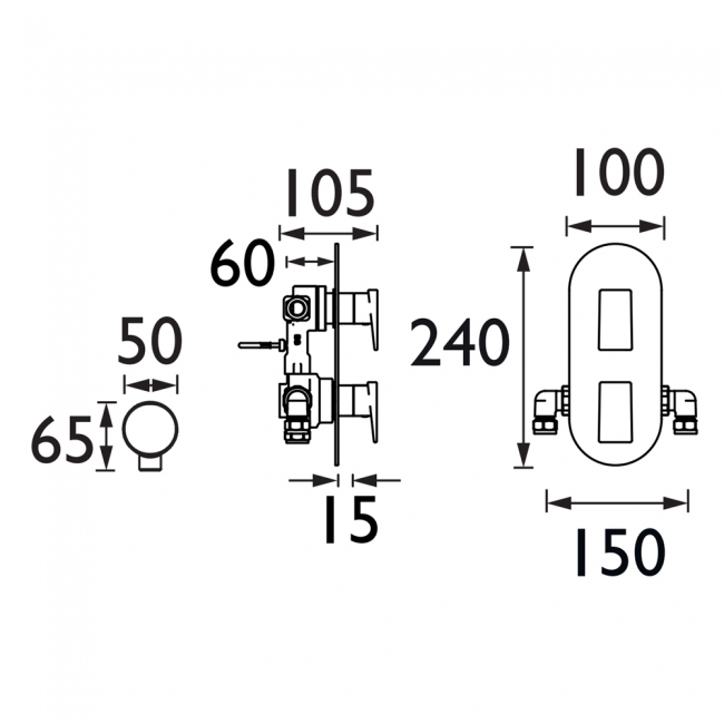 Bristan Sail Thermostatic Recessed Dual Control Shower Valve with Two Outlet Diverter - Chrome