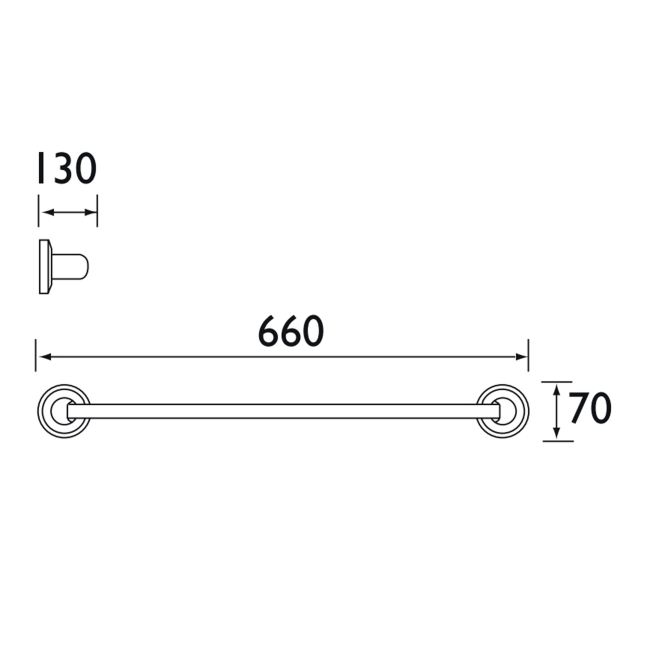 Bristan Solo Double Brass Towel Rail Chrome Plated  | Dimension Image