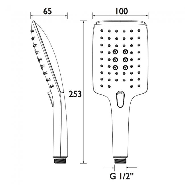 Bristan Large Square Shower Handset - 3 Function