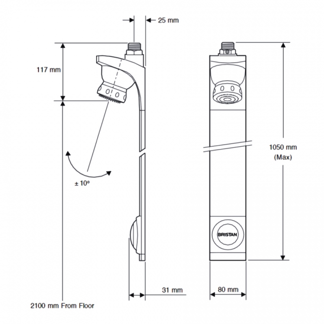 Bristan Timed Flow Shower Panel with Adjustable Head - Chrome/Satin