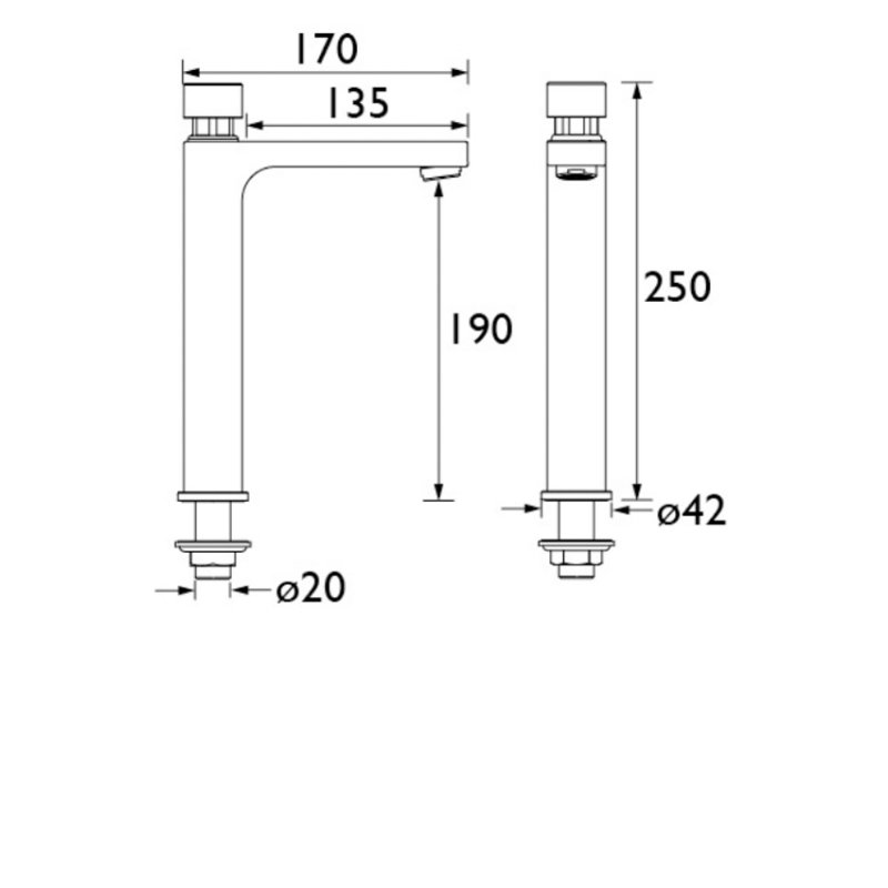 Bristan Commercial Basin Tap Z2 TBV 1/2 C Deck Mounted Chrome