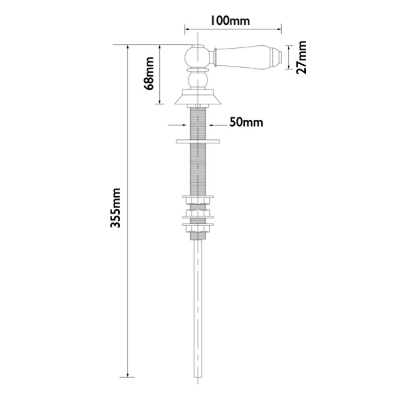 Bristan Traditional Cistern Lever with White Detail (For Concealed Cistern Only) - Chrome