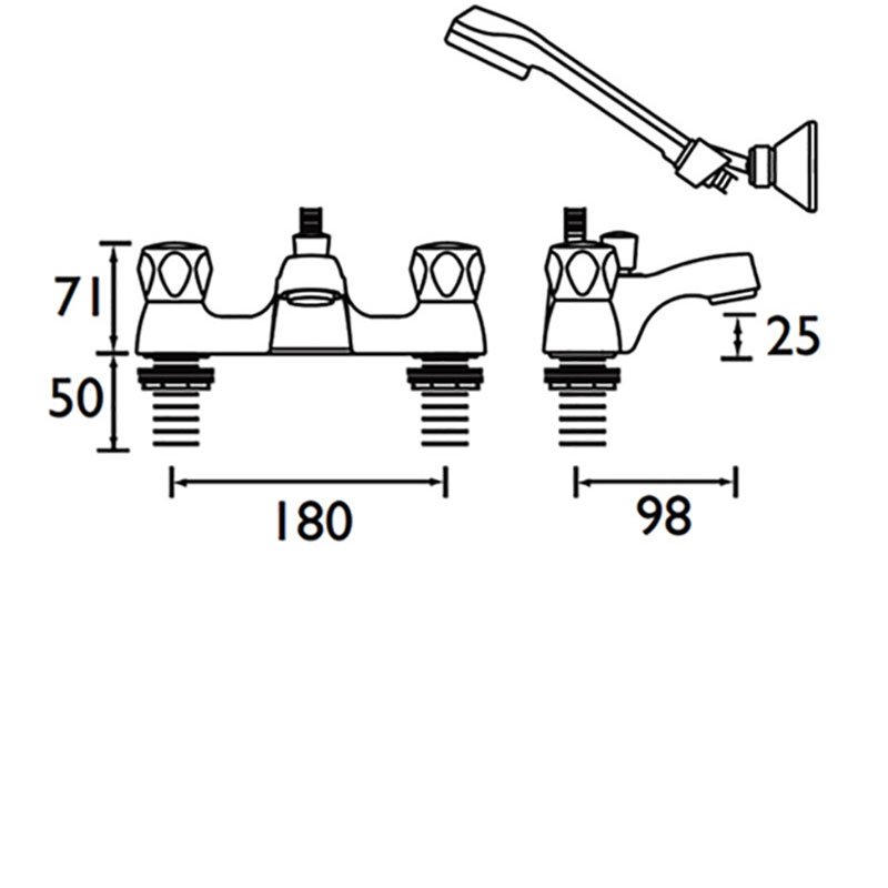 Bristan Value Club Bath Shower Mixer VAC LBSM C MT Deck Mounted