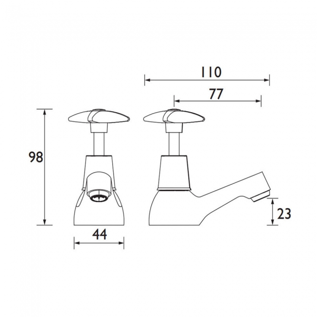 Bristan Value Crosshead Top Basin Taps - Chrome Plated