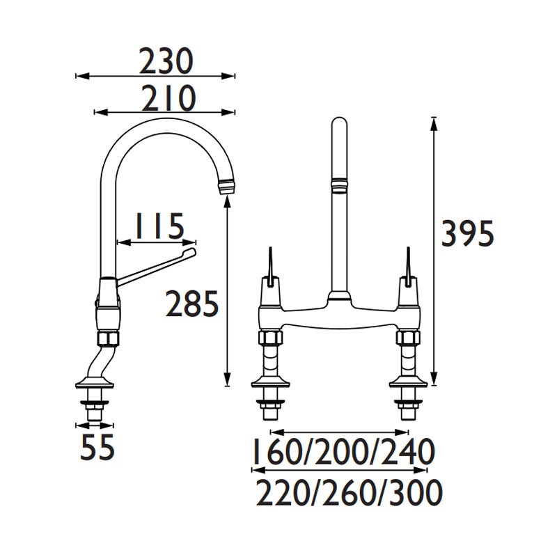 Bristan Value Kitchen Sink Mixer Tap with 6 Inch Lever Handles - Chrome