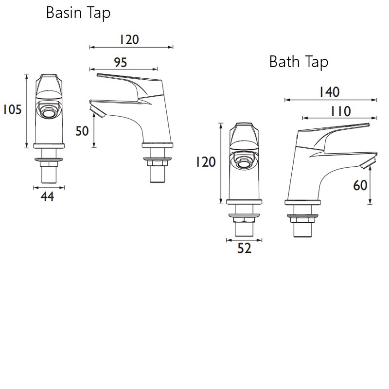 Bristan Vantage Basin Taps and Bath Taps - Chrome