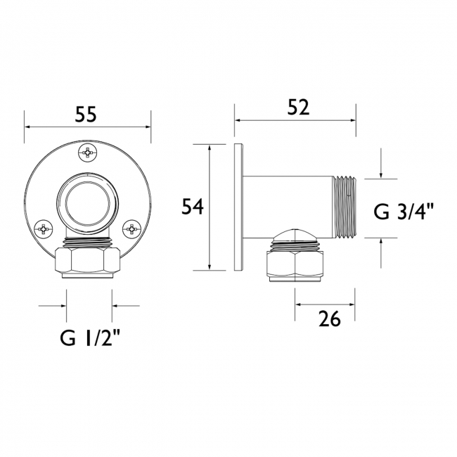 Bristan Surface Mounted Pipework Fittings Chrome Plated