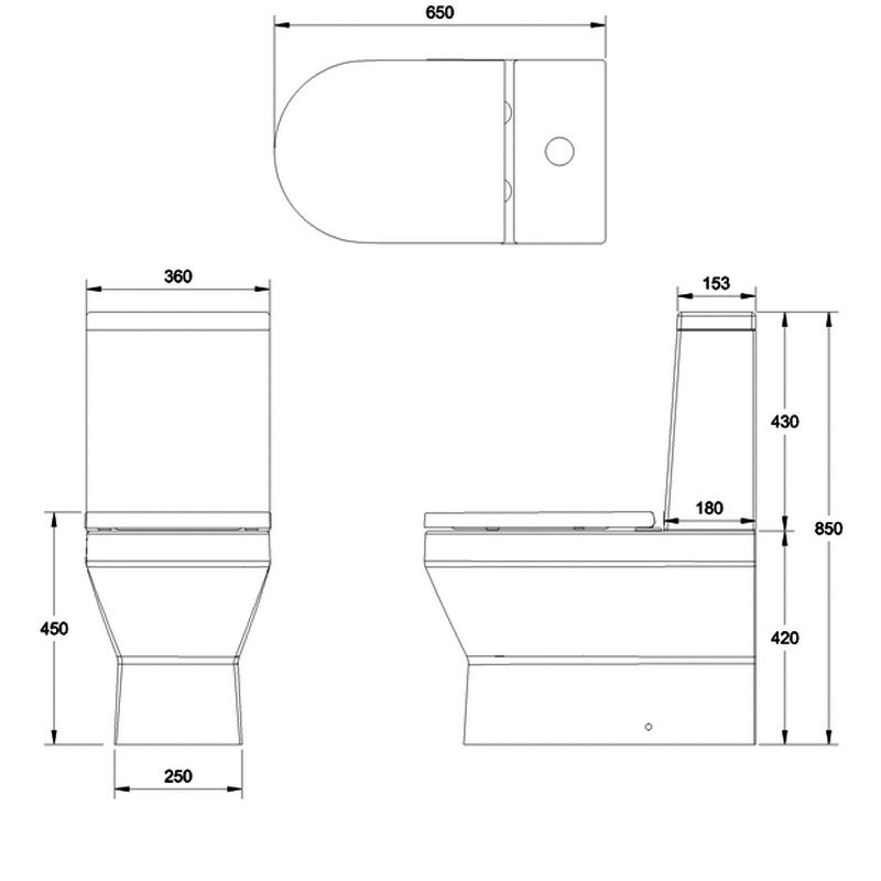 Britton Curve2 Rimless Back to Wall Close Coupled Toilet with Cistern - Soft Close Seat