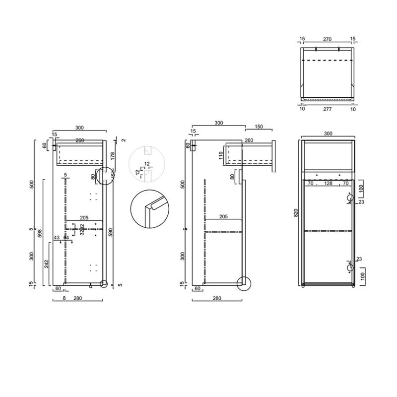 Britton D30 Floor Standing 1-Door Base Storage Unit with Drawer 300mm Wide - White