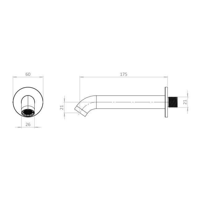 Britton Hoxton 2.0 Chrome Wall Mounted Bath Spout  | Dimension Image