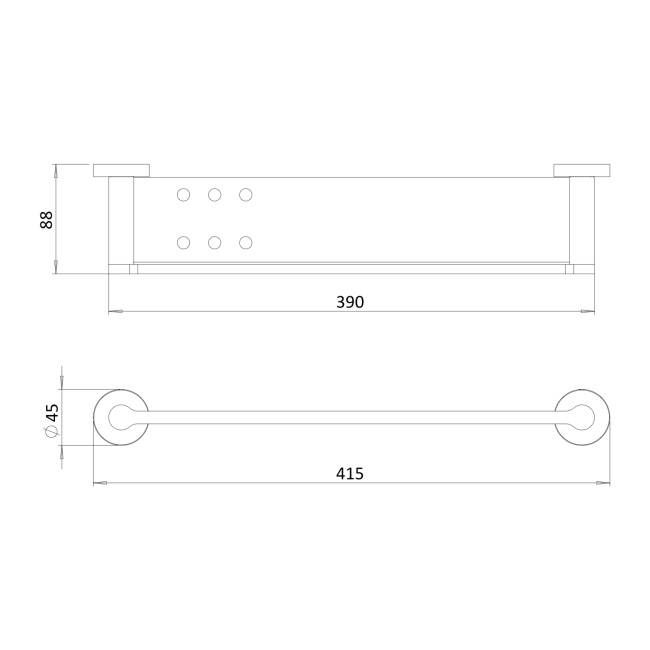 Britton Hoxton 2.0 Brushed Brass Bathroom Shelf 415mm  | Dimension Image