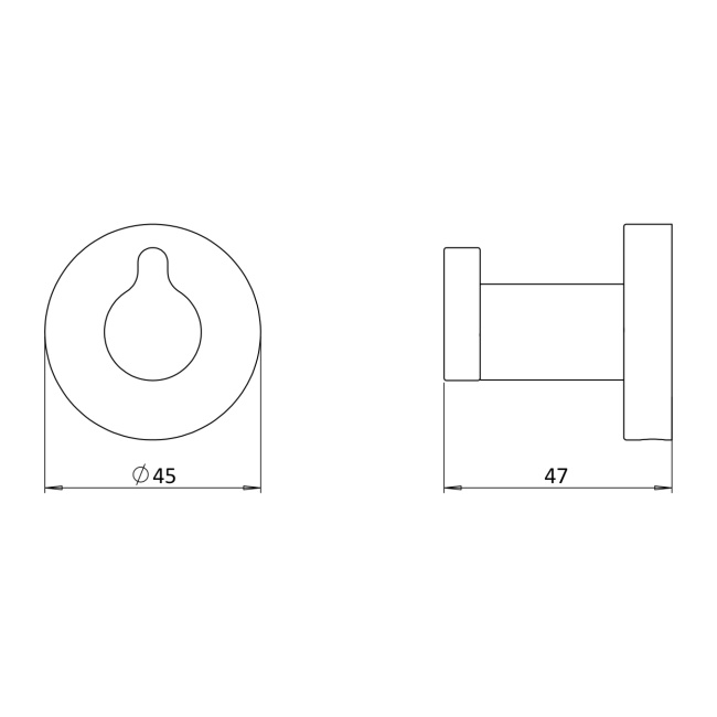 Britton Hoxton 2.0 Brushed Brass Robe Hook  | Dimension Image