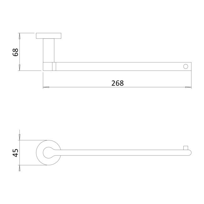 Britton Hoxton 2.0 Brushed Brass Single Towel Holder 280mm  | Dimension Image