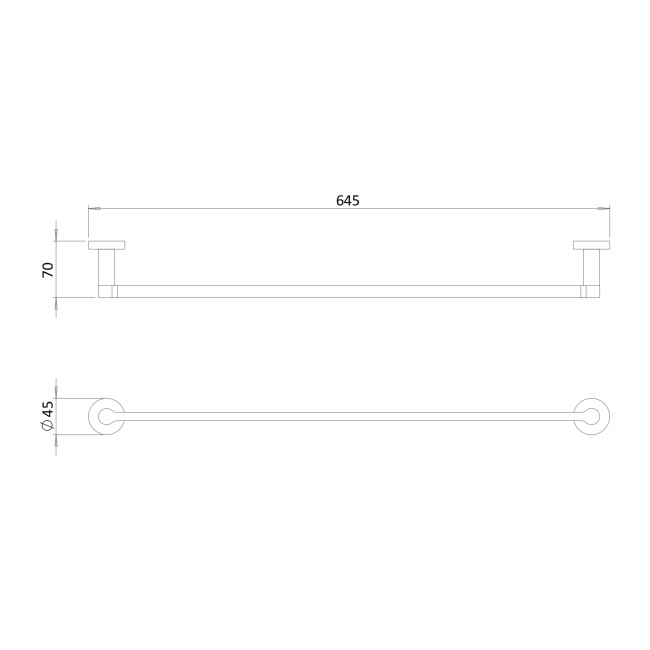 Britton Hoxton 2.0 Brushed Brass Single Towel Rail 600mm  | Dimension Image
