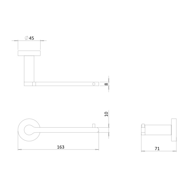 Britton Hoxton 2.0 Brushed Brass Toilet Roll Holder  | Dimension Image