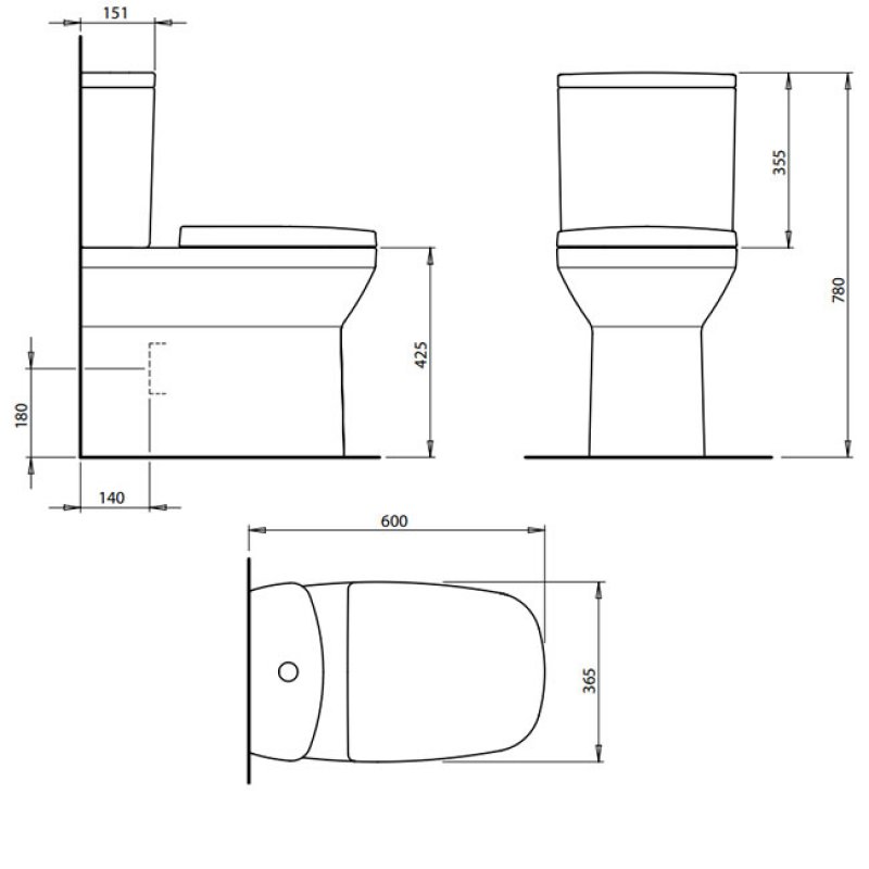 Britton My Home Fully Back to Wall Close Coupled Toilet - Soft Close Seat