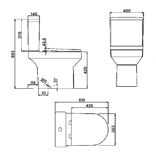 Britton Shoreditch Rimless Close Coupled Round Toilet with Cistern - Soft Close Seat