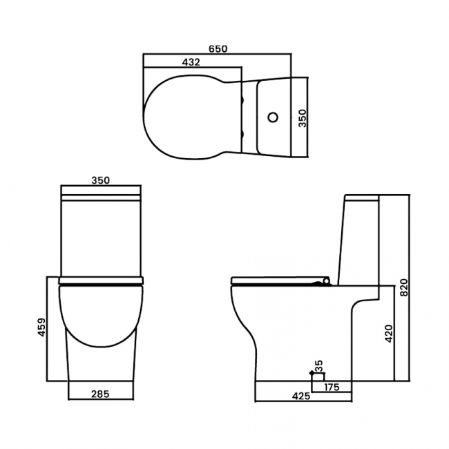 Britton Trim Open Back Close Coupled Toilet with Cistern - Soft Close Seat