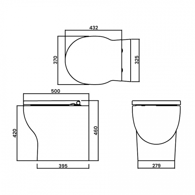 Britton Trim Back to Wall Toilet 500mm Projection - Soft Close Seat