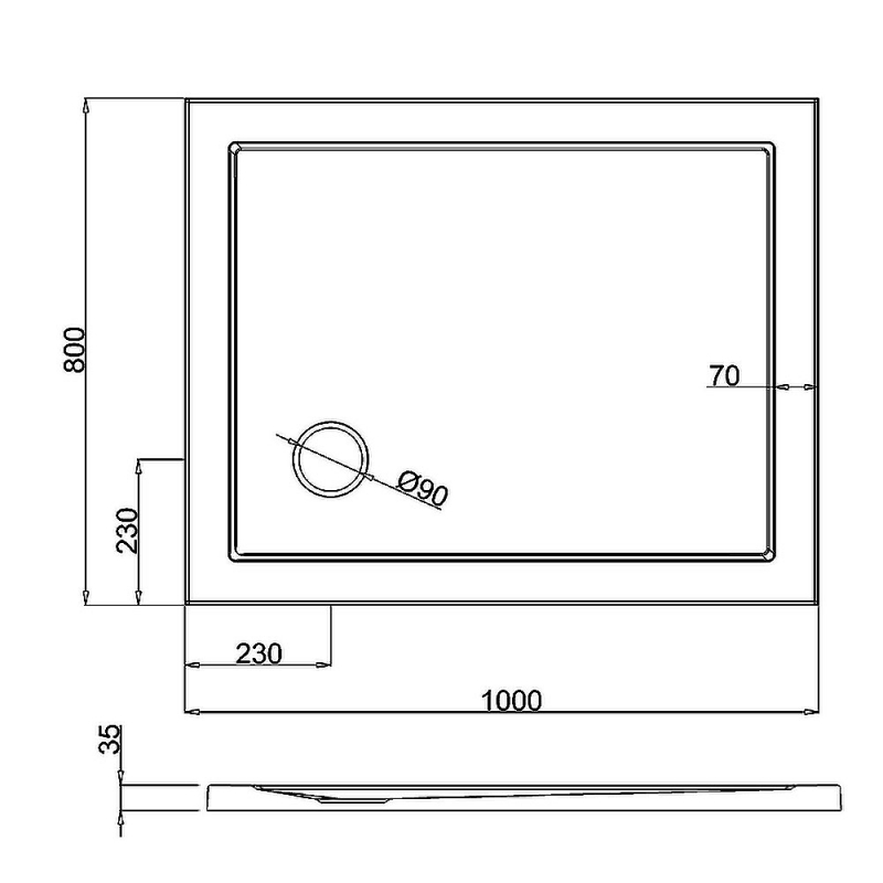 Britton Zamori Rectangular Shower Tray 1000mm x 800mm - White