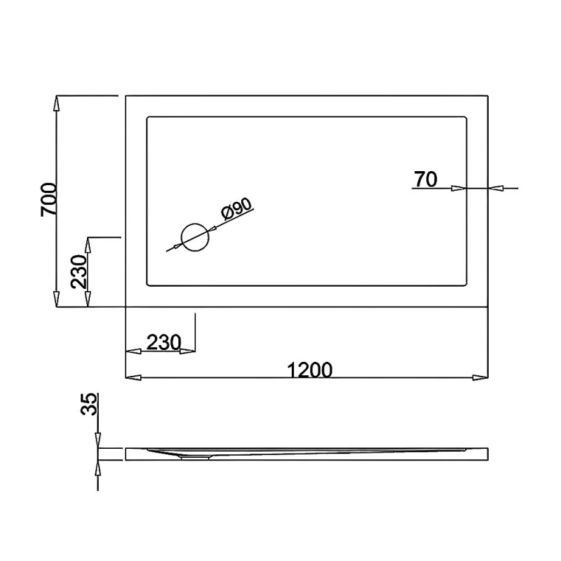 Britton Zamori Rectangular Shower Tray 1200mm x 700mm Z1173
