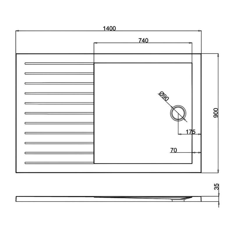 Britton Zamori WalkIn Rectangular Shower Tray 1400mm x 900mm Z1186
