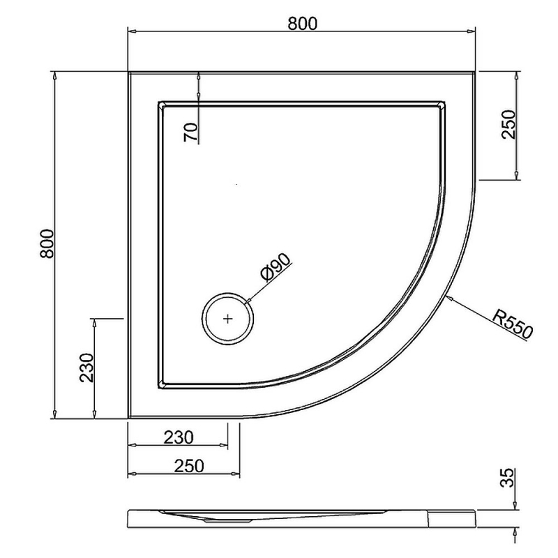 Britton Zamori Quadrant Shower Tray 800mm x 800mm Z1192