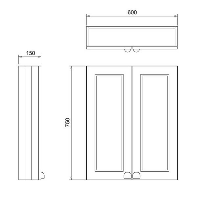 Burlington 60 Fitted 2-Door Wall Cabinet Unit 600mm Wide - Classic Grey