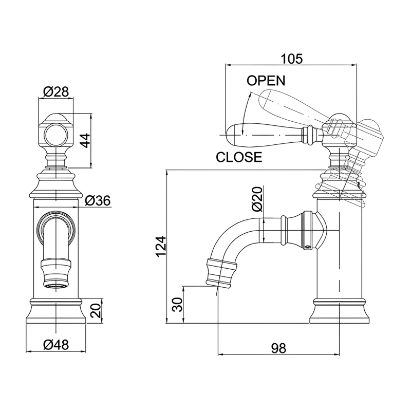 Burlington Arcade Bath Shower Mixer Tap ARC2035CHR+ARC66CHR Deck