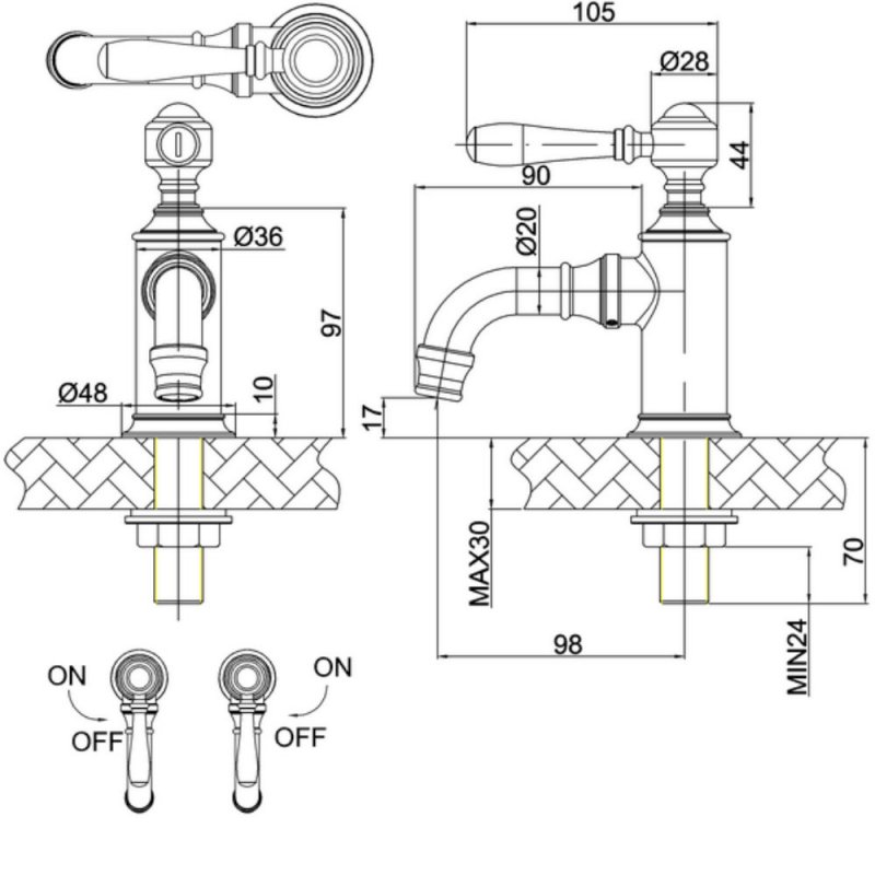 Burlington Arcade Basin Taps (Pair) ARC2036CHR+ARC65CHR Pillar