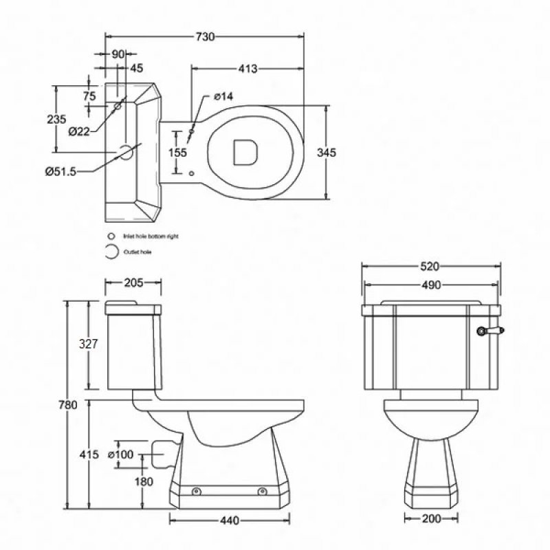 Burlington Standard Toilet P5+C1 Close Coupled White