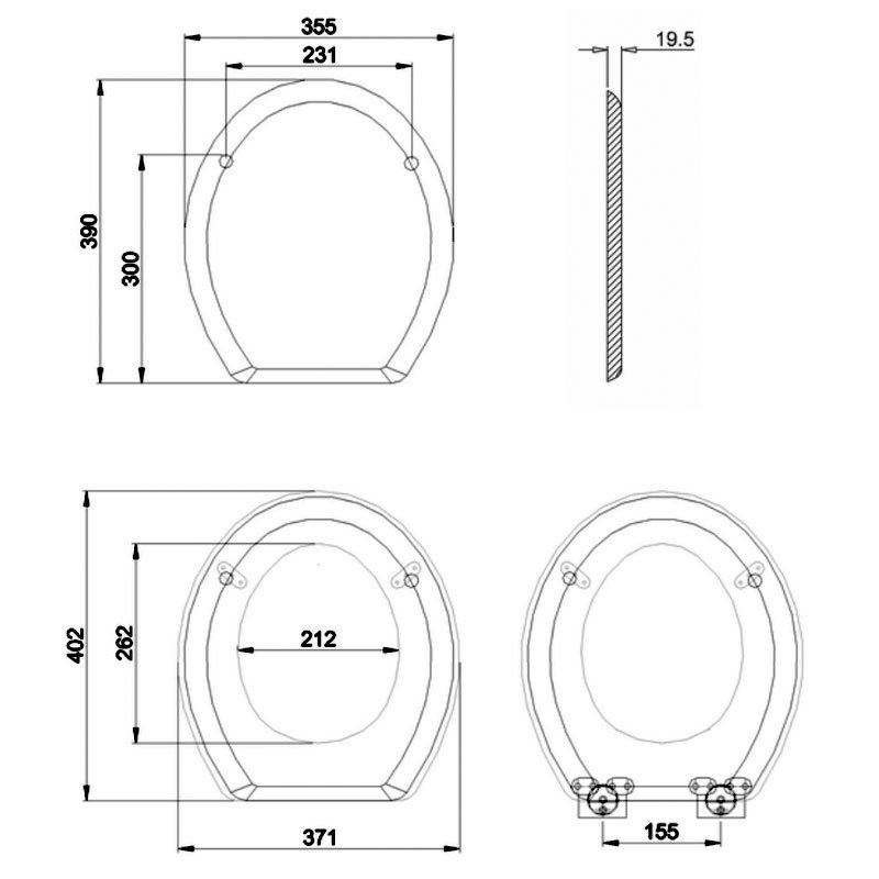 Burlington Standard Toilet Seat S45 Round Solid Wood Matt White