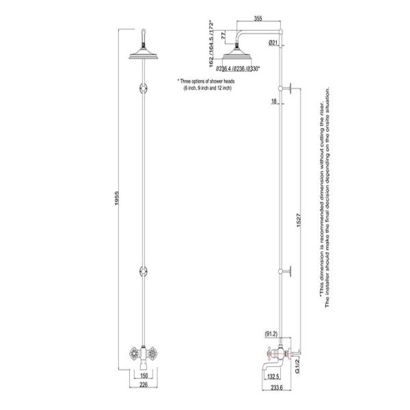 Burlington Tay Exposed Shower T2WS+V22+V16 1 Outlet Chrome