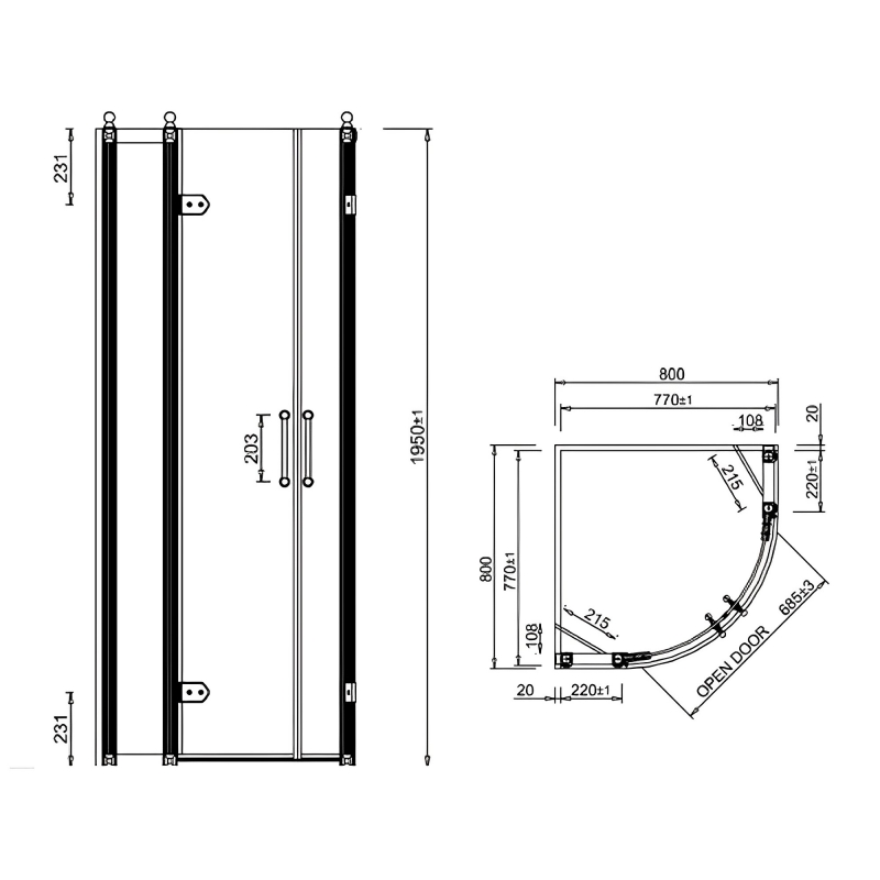 Burlington Traditional Quadrant Shower Enclosure 800mm x 800mm - 8mm Glass