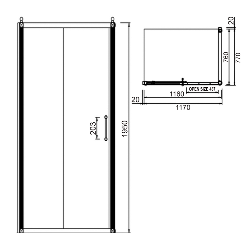 Burlington Traditional Sliding Door Shower Enclosure 1200mm x 800mm - 8mm Glass