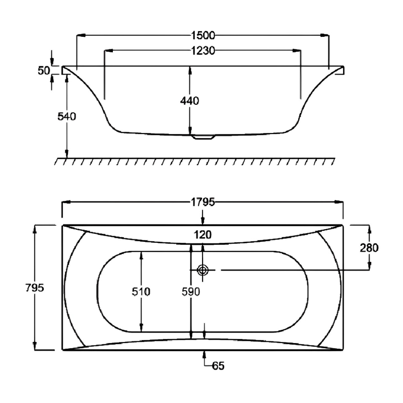 Carron Alpha Double Ended Rectangular Bath 1800mm x 800mm - Carronite