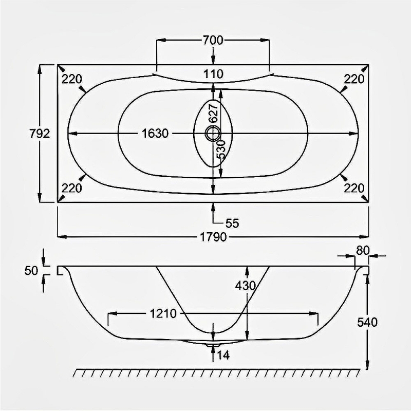 Carron Equation Double Ended Rectangular Bath 1800mm x 800mm - Carronite