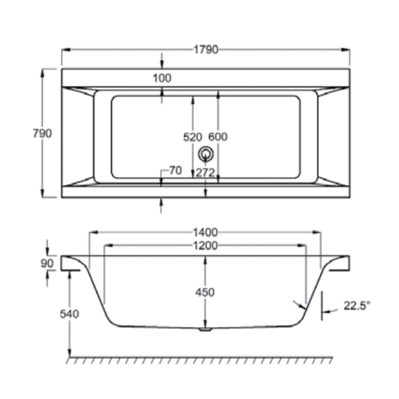 Carron Haiku Double Ended Rectangular Bath 1800mm x 800mm - Carronite