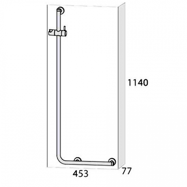 Coram Boston 90 Degree Angled Grab Rail Left 453mm Length - Stainless Steel Polished