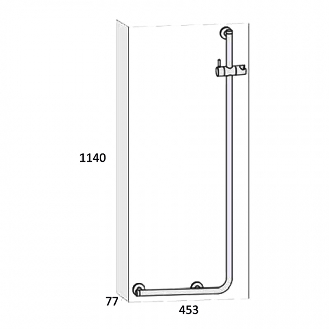 Coram Boston 90 Degree Angled Grab Rail Right 453mm Length - Stainless Steel Brushed