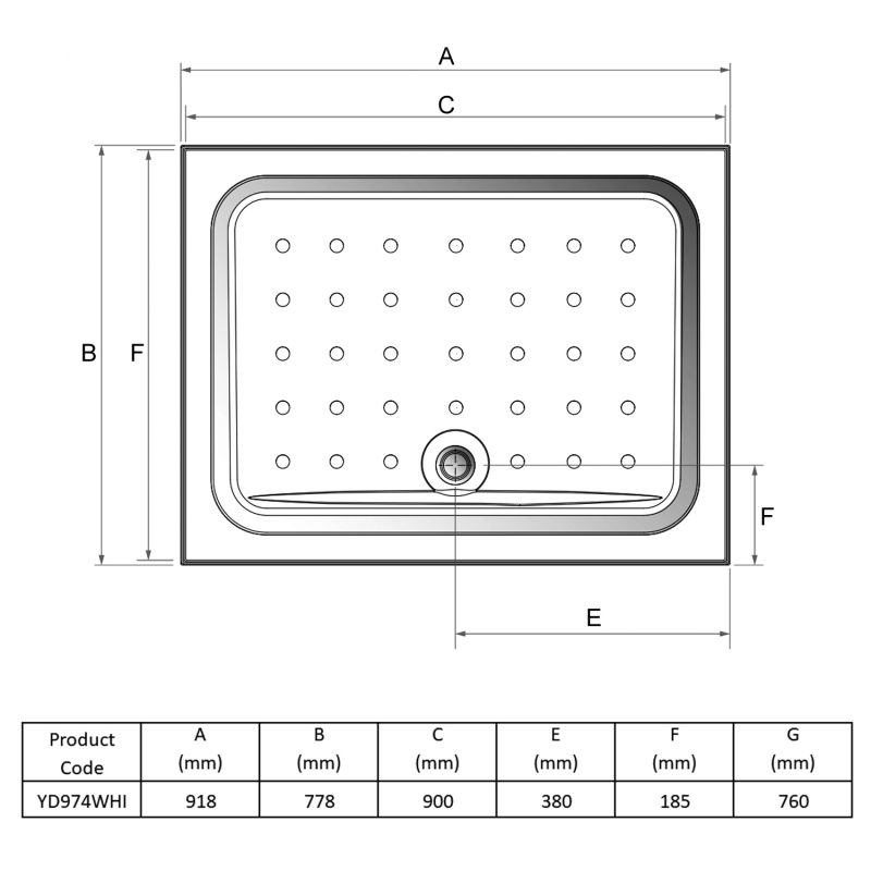 Coram Coratech Rectangular Riser Shower Tray with Waste 918mm x 778mm 4 Upstand