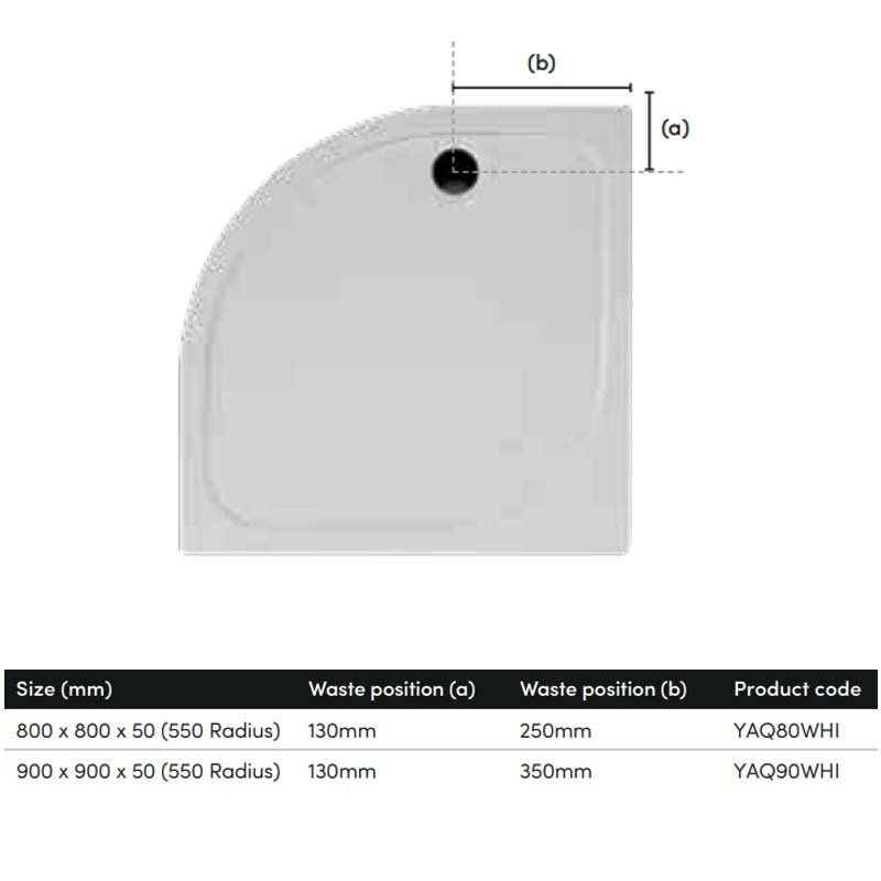 Coram Stone Resin Flat Top Quadrant Shower Tray 800mm x 800mm